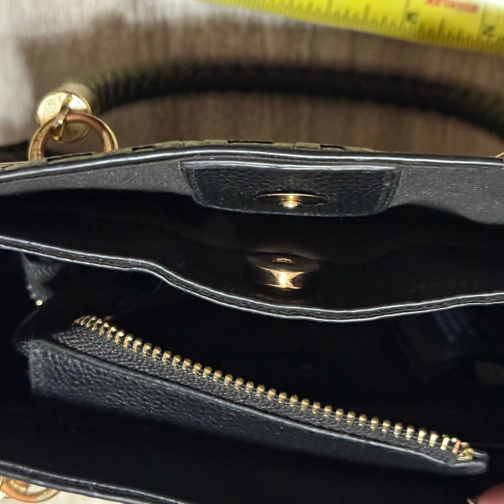 BEBE Alexandra Mini Shpper Black Leather Crossbody/Satchel goldtone hardware. - Picture 4 of 6